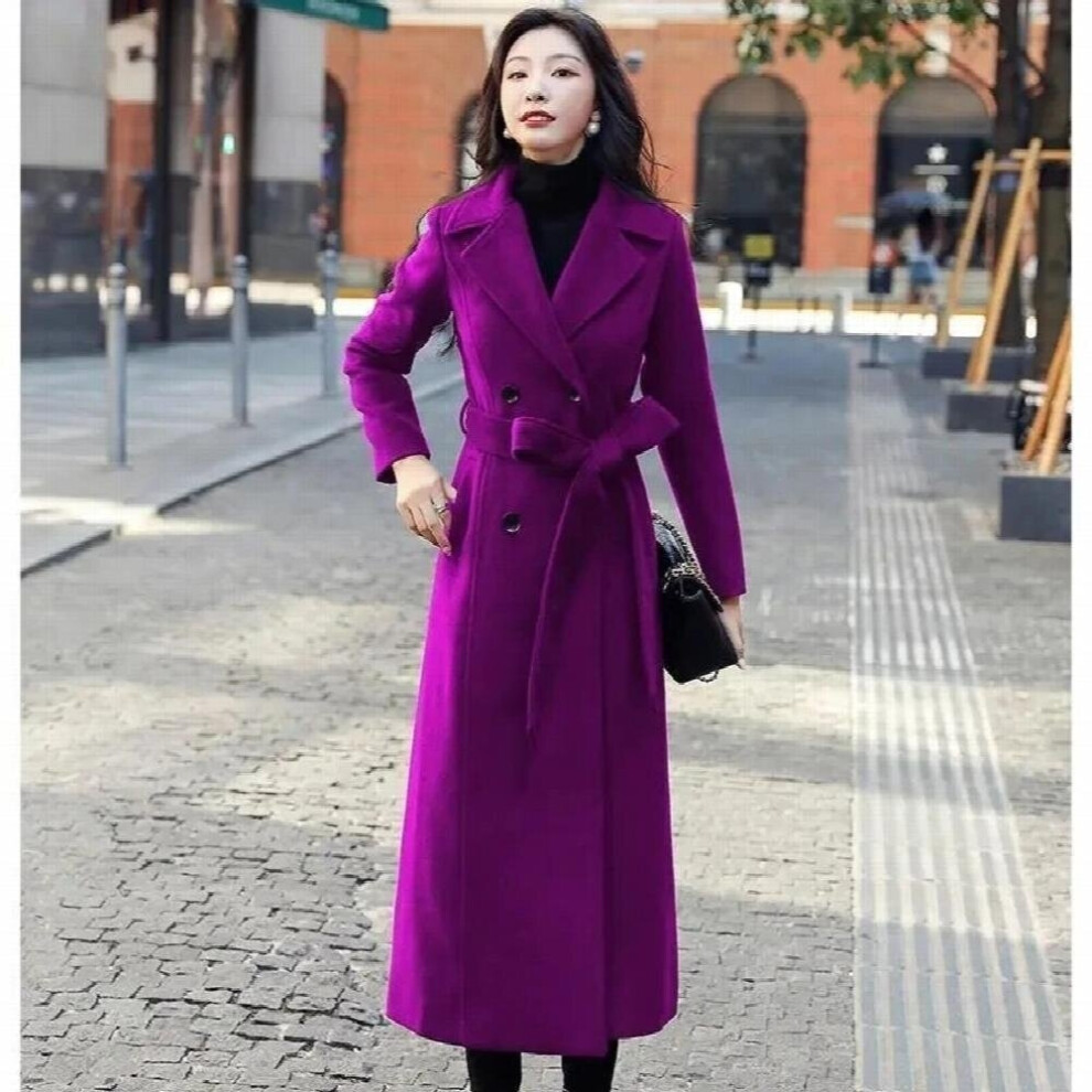 Winter Woolen Coats Womens Long Waist Over Knee Warm Large Size Wool Coats Temperament Slim Casual Overcoat