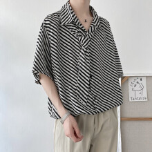 Houndstooth Kurzarmhemd Männer Sommer Nische High-End-Herren lose lässige Hawaii-Hemd Retro-Kleidung Inklusive Krawatte