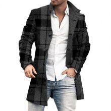 Κομψό άνδρες παλτό Streetwear παλτό Overcoat πέτο ζεστή τσέπες Trench παλτό μαλακό