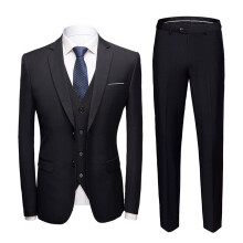 Fato de casamento de 3 peças para homem Fato de escritório de negócios confortável M-5XL para homem Blazer + calças + colete