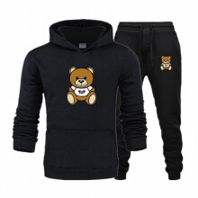 Heren trainingspakken Cartoon Bear Printed Long Sleeve Hoodie + Broek 2PCS Couple Herfst Winter Jogging Suit Solid Golf
