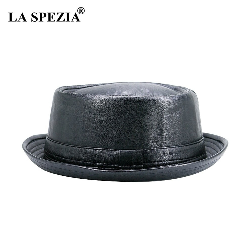 Men Leather Trilby Hat Male Fedora Cap Retro Women Autumn Porkpie Hat Men's Vintage Jazz Hats