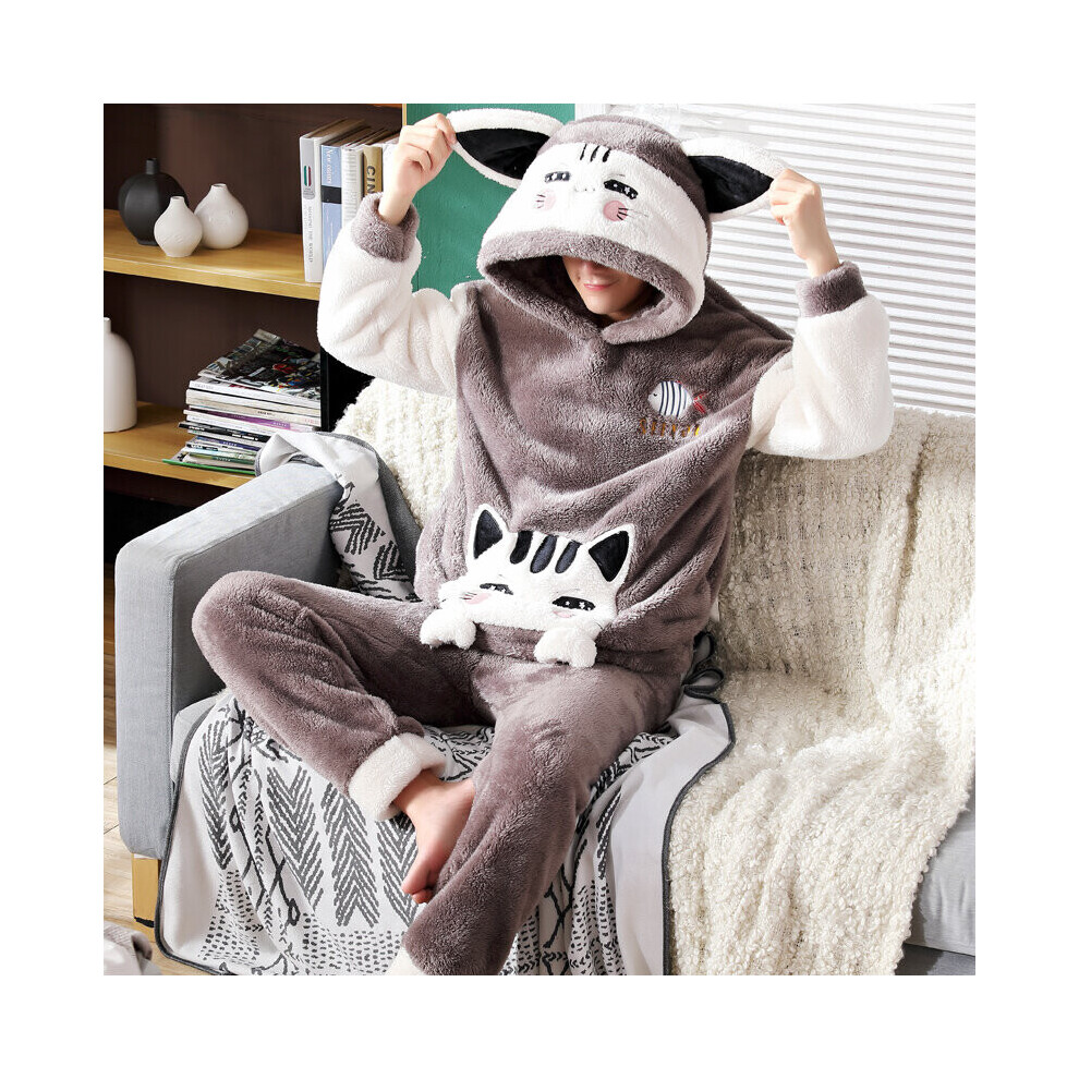 Panda Pajamas Set For Men Thick Plush Fleece Night Clothes Winter Coral Velvet Warm Flannel Pyjama Home Suit Male Sleepwear