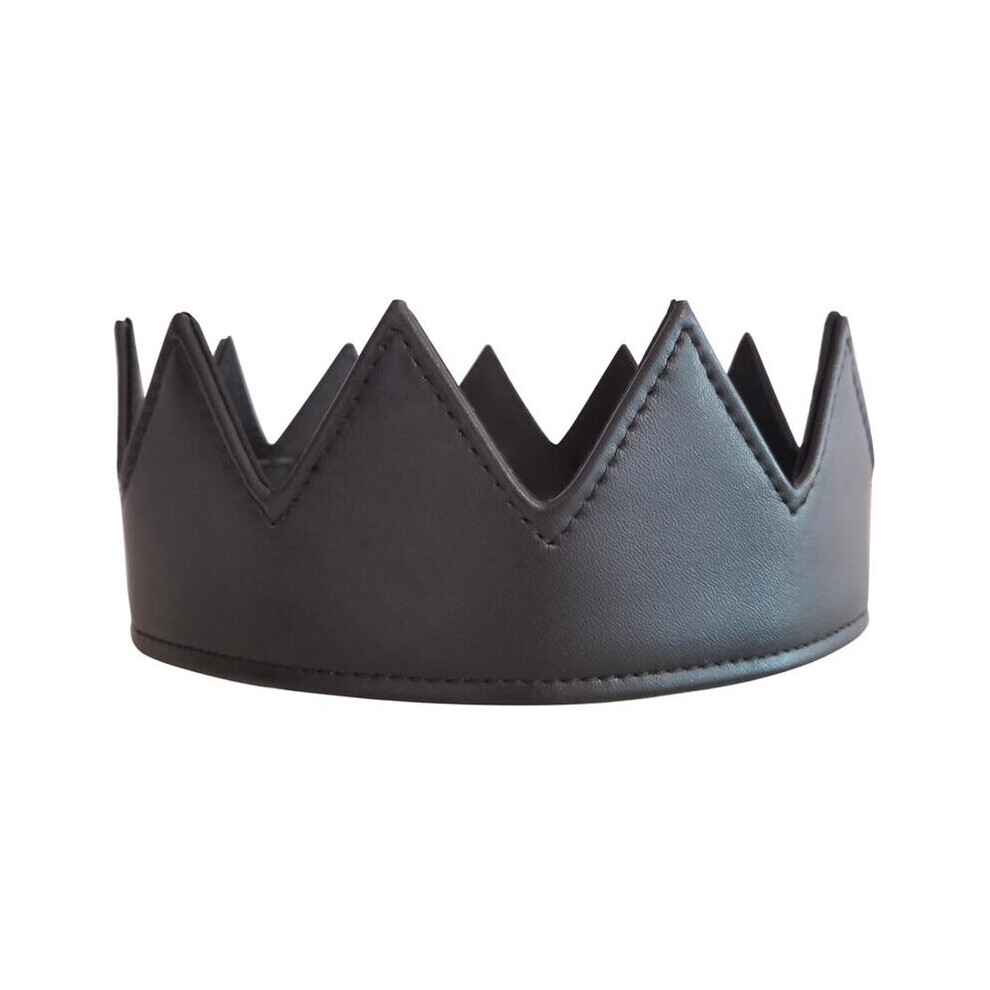 Gothic Punk Crown Headband PU Leather Adjustable Headwear Hair Ornament Medieval King Queen Costume Accessory For Party Birthday