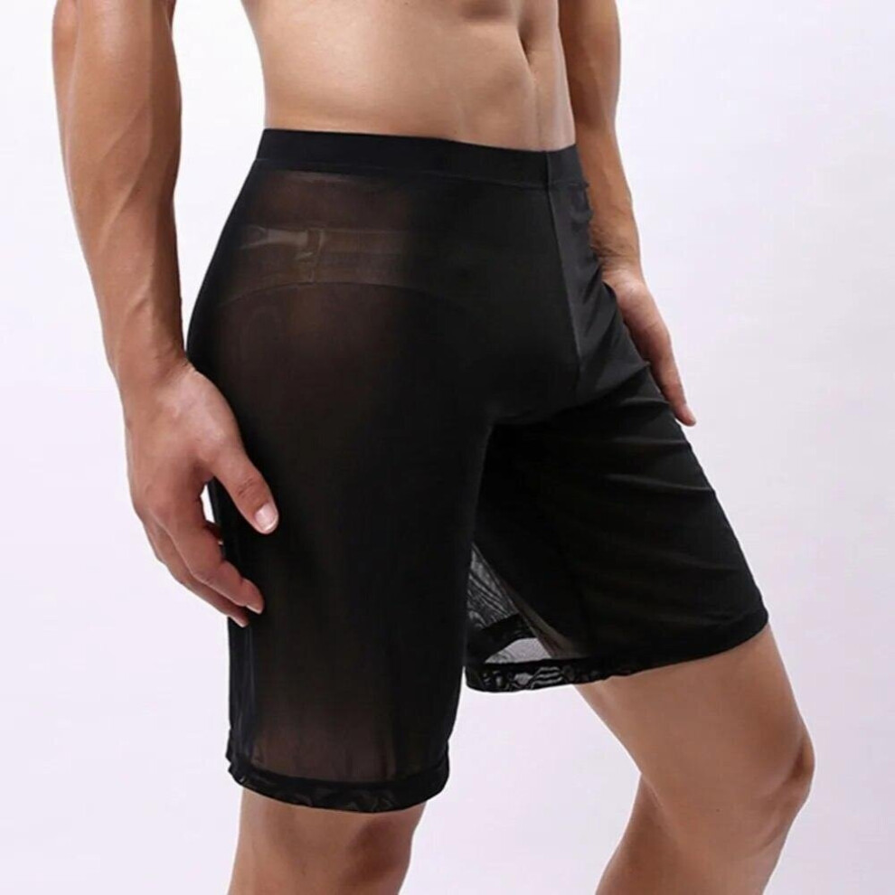 Mens Mesh Breathable Sports Boxer Shorts See Through Trunks Underwear Underpants Fashioin Male Sleepware Bottom Shorts Lingerie