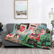 Basquiat Famous Graffiti Blanket Flannel All Season Multi-fuion Soft Throw Blanket for Bedding Couch Quilt