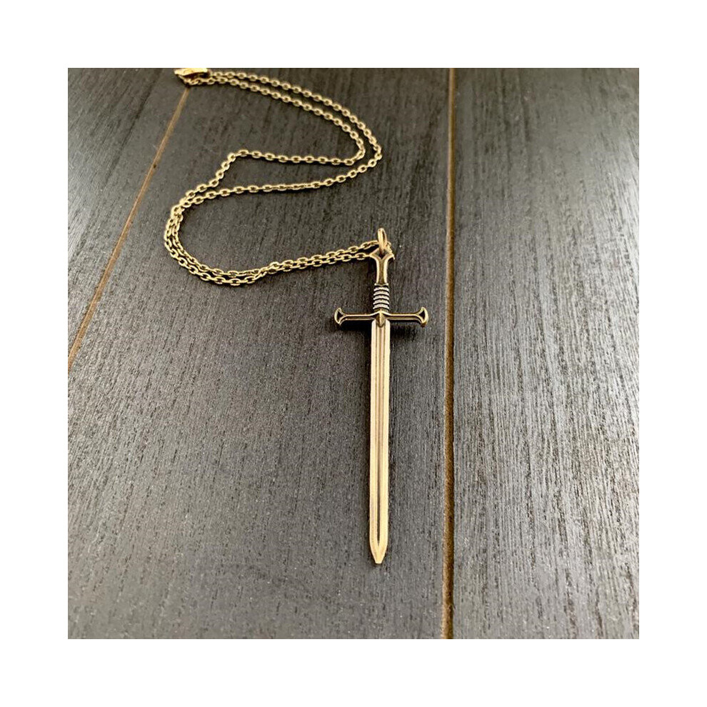 Goth Dagger Tarot Occult Dark Sword Necklace large Sword warrior pendant necklace Silver or Bronze Occult gothic blade lady hand