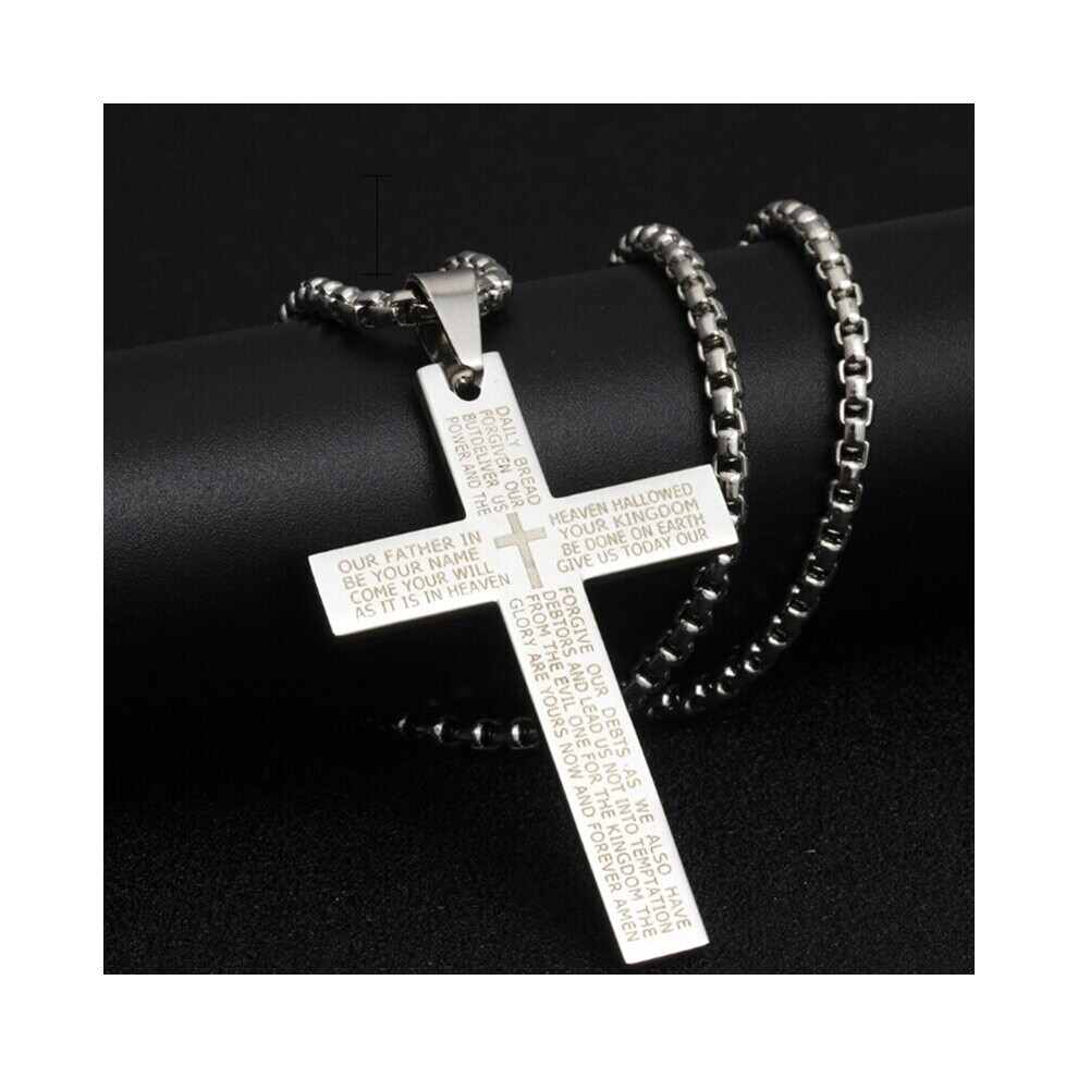 Stainless Steel Pendant Christian Bible Prayer Cross Pendant Men Necklace Charming Jewelry