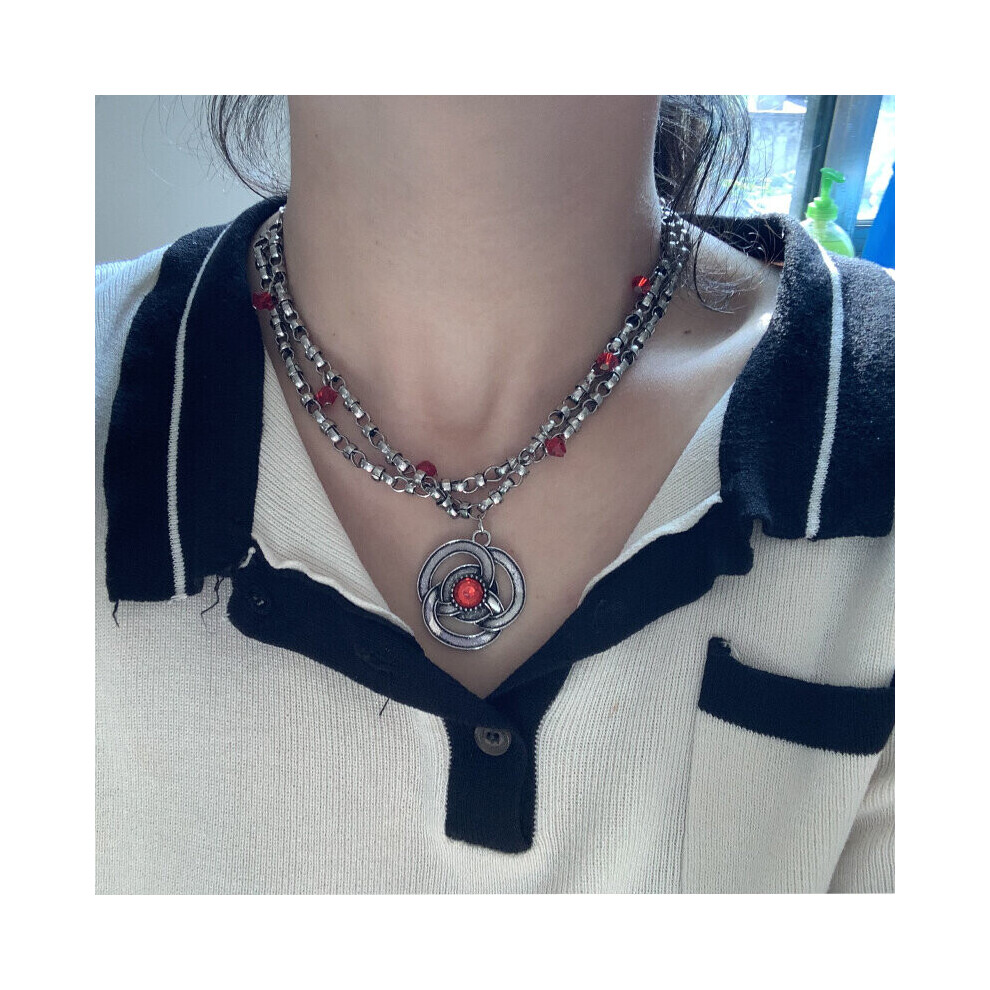 Classic American drama House of the Dragon Season 1 Princess Rhaenyra Targaryen Red Ruby Chains Necklace Jewelry