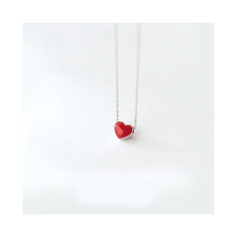 Silber Rot Herz Halsketten AnhäNger Lange Kette ErkläRung Halskette FüR Frauen Kolye Collares-image