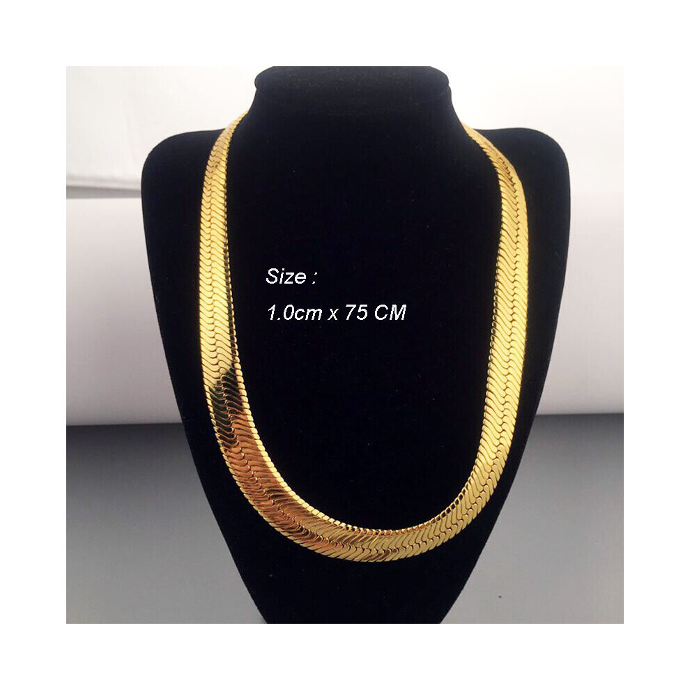 Top 75CM*10MM Hip Hop Mens Herringbone Snake Chain Golden Necklace Rapper Chunky Boys Rapper NightClub DJ Smart Jewelry