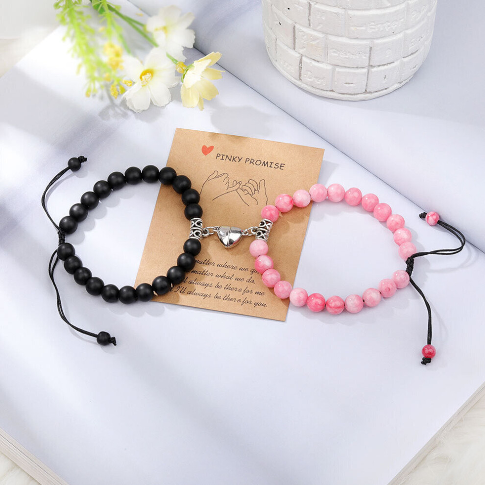 Magnet Couple Bracelets for Woman Men Romantic Heart Matching Natural Stone Beads Yoga Bracelet Valentine Gift Jewelry