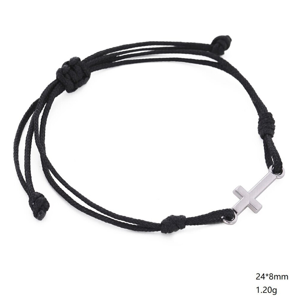 Skyrim Knot Stainless Steel Cross Bracelet Couple Red Cord String Wax Rope Pendant Paired Bracelets for Women Men