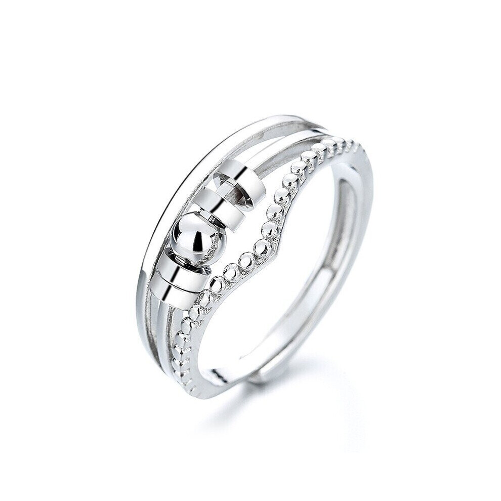 Anxiety Ring Adjustable Opening Women Men Fidget Ring With Bead Worry Stress Relief Jewelry For Female Stacking Finger Rings