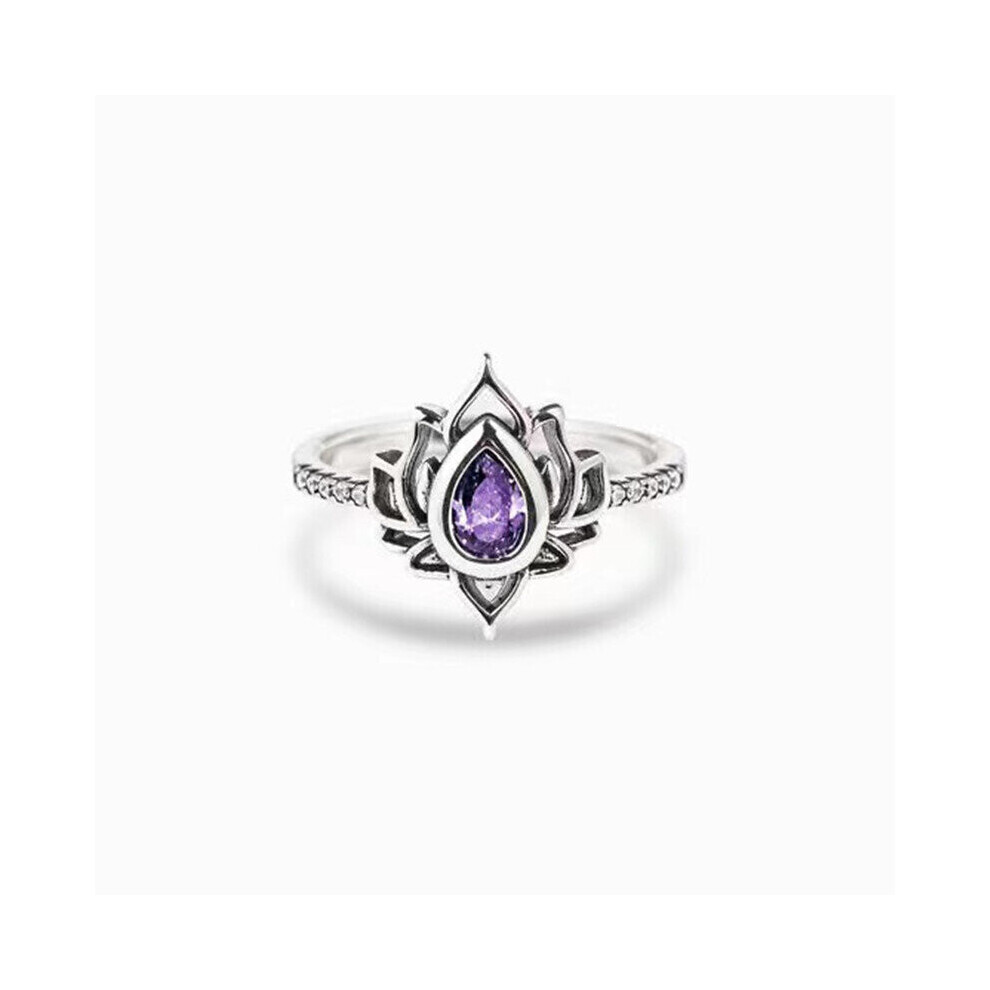 Hecate Triple Moon Ring Set Amethyst or Red Crystal Wedding Ring Unique Moon Goddess Rings for Women Gothic Anniversary Gift