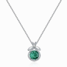 Solid 925 Sterling Silver Round Cut 3CT Emerald Aquamarine Women Necklace Pendant Fine Jewelry Christmas Gift
