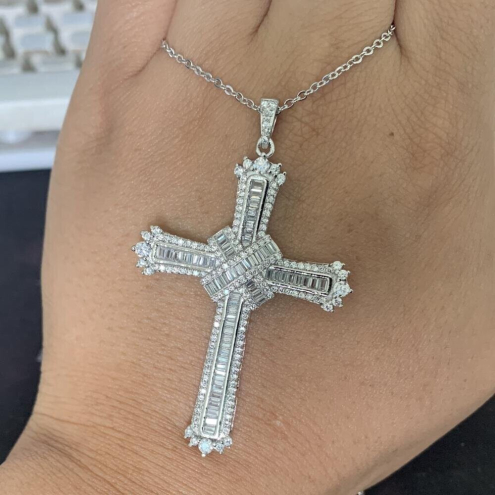 Arrival Jewelry Cross Pendant 925 Sterling Silver Princess Cur Clear 5A CZ Women Necklace Gift