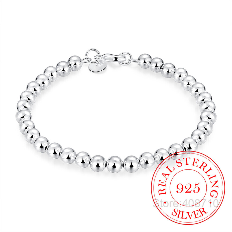 6mm Hollow Mens Beaded Bracelets Homme Fashion925 Sterling Silver String Gloss Ball Charm Bracelet Bangles