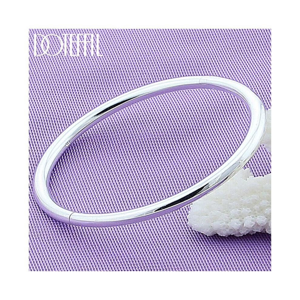 925 Sterling Silver Solid Smooth Opening Bangles Bracelet For Woman Wedding Engagement Party Jewelry