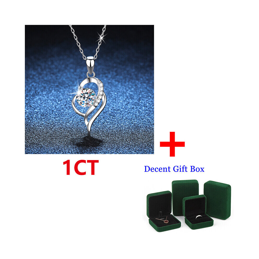 S925 Sterling Silver 1CT D Moissanite Necklace Heart-to-Heart Moissanite Pendant Necklace Temperament Jewelry