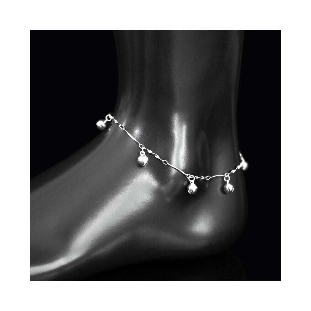 Bohemia Bells Pendant Sexy Anklets 925 Sterling Bell Sound Beach Foot Chain Bracelets Women&Girl Jewelry Gift Silver