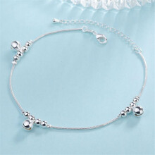 Kesällä 925 Sterling Silver Anklets Naisten kiiltävä pyöreä helmiä nilkka ketju jalka korut rannerengas tyttö