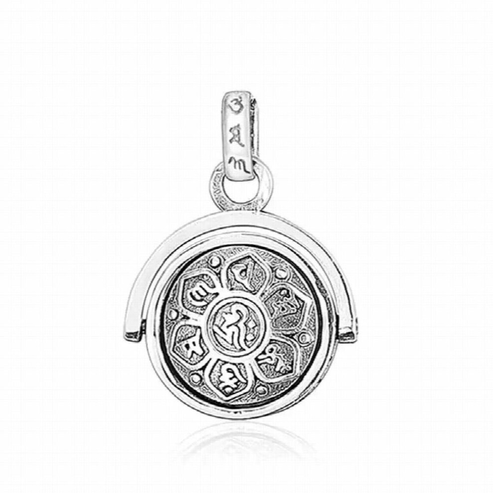 925 Sterling Silver Buddhism Spinner Rotating Charm Pendants&Necklace for Men Women Six Words Sutra Jewelry