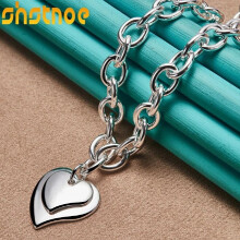925 Sterling Silver Double Heart Pendant Necklace with 18in Chain - Romantic Engagement Wedding Jewelry for Women & Men