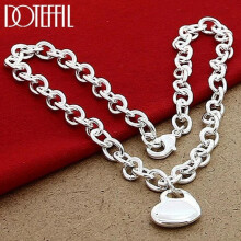 925 Sterling Silver 18 tuuman ketju Solid Heart riipus kaulakoru naisille häät kihlaus korut