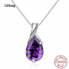 100%925 Sterling Silver kaulakoru Itävalta Ametisti riipus hopeaketju Naisten korkea korut