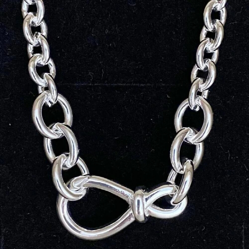 925 Sterling Silver Chunky Infinity Knot Chain Necklace Fit Bead Charm Bracelet DIY Jewelry