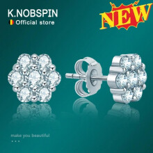 Moissanite Stud Earrings - 18k Plated Sterling Silver, D-VVS1 Round Lab Diamond Ear Studs, Unisex