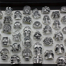 10pc Assorted Skull Ring Set for Men & Women – Punk Gothic Hip Hop Jewelry, Vintage Silver & Gold Styles, Great Gift