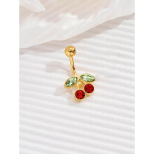 14G Chirurgenstahl Pin Bar plattiert 18K Kirsche Bauchnabel Ring Körper Bauch Piercing Obst Nägel Nabel Bauchnabel Ringe