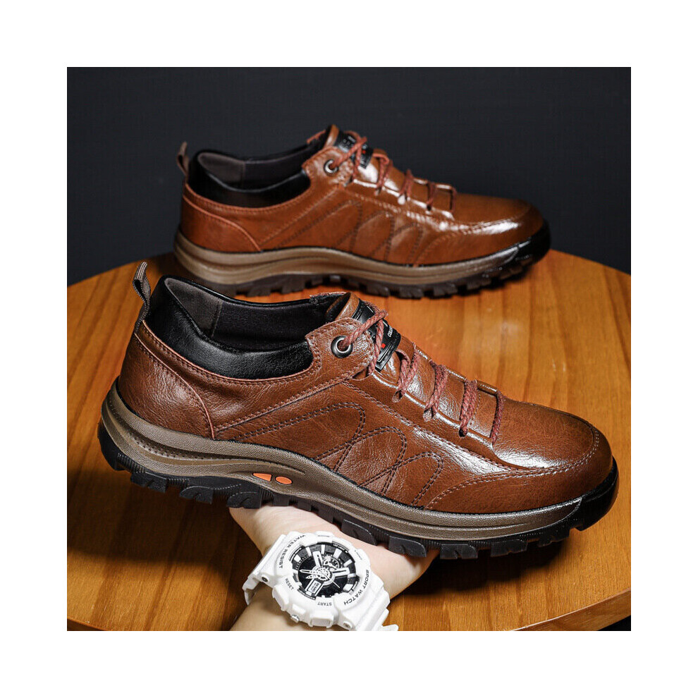Men Casual Flats Lightweight Outdoor Wear-resistant Non-slip Hiking Shoes Solid Lace-Up Comfort Loafers Zapato Hombre