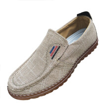 Bequeme Herrenschuhe Sommer Stil Atmungsaktive Gummisohle Einzelne Schuhe Leichte Antirutsch Freizeitschuhe aus Stoff