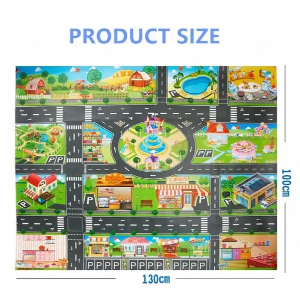 City Traffic Car Park Play Mat Waterproof Parking Lot Kids Playmat Kids Rug Boy Girl Educational Toys for Children Map