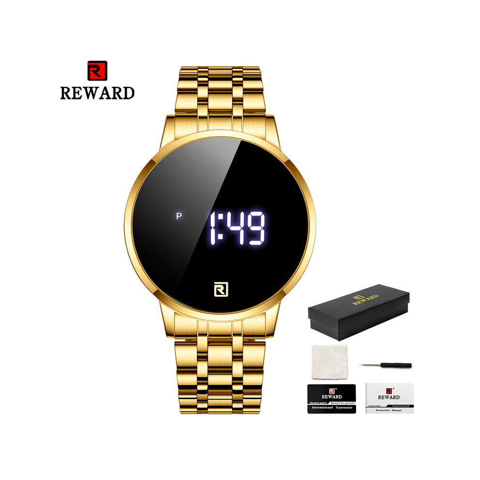Reward Men's Digital Wristwatch Full Touch Screen Sport Waterproof Wrist Watch Stainless Steel Watches Timepiece for Men