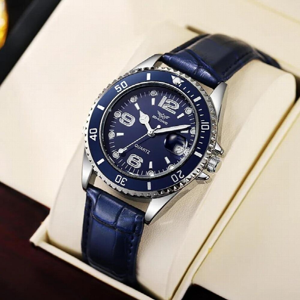 Top Mens Watch Leather Starp Quartz Calendar Wristwatch for Male Women Business Luminous Clock Relogio Masculino