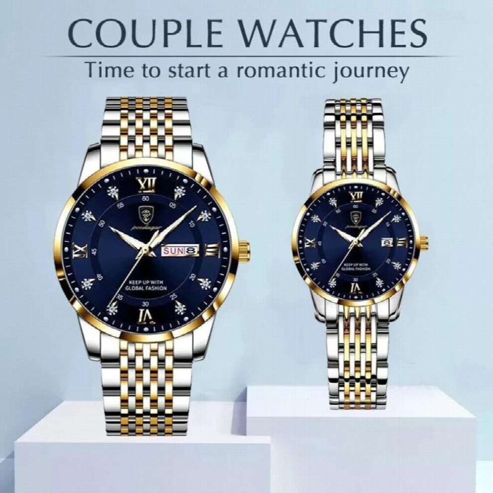 Diamond His Hers Watch Sets For Men And Women Waterproof Male Female Wristwatches Couple Items For