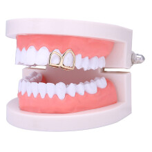 Hip Hop Hollow Open Face Double Tooth Teeth Caps Teeth Cover Punk Grills Tooth Cap Cosplay Party Rapper Jewelry Teeth Decor