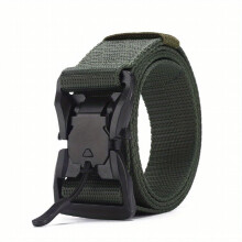 Magnetic Quick-Release Nylon Belt with Plastic Snap Buckle - Casual Outdoor/Tactical Canvas Belt, 125cm (Green/Gray/Black/Khaki)