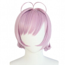 Peluca de Cosplay Rosa Corta Recta con Flequillo para Disfraz de Halloween y 1pc Gorro de Peluca