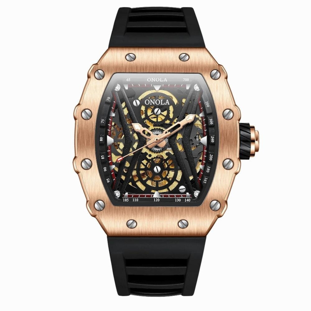 Top Mens Watches Luminous Square Mechanical Skeleton Sport Waterproof Male Automatic Watch Men