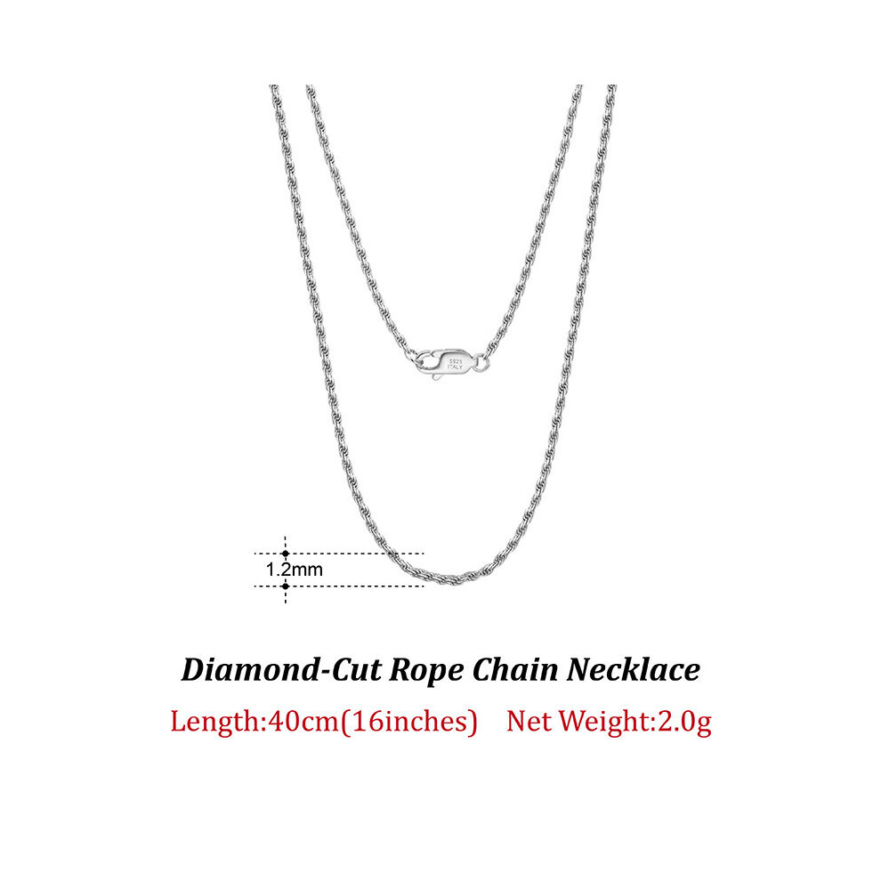 925 Sterling Silver Diamond-Cut Rope Chain Necklace For Men Women Italian Silver Neck Chain Jewelry SC29