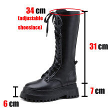 Women Mid-Calf Boots with Flat Platform & Chunky Heels - Gothic Autumn Black Boots, Sizes 5, 6, 6.5, 7.5, 8.5, 9