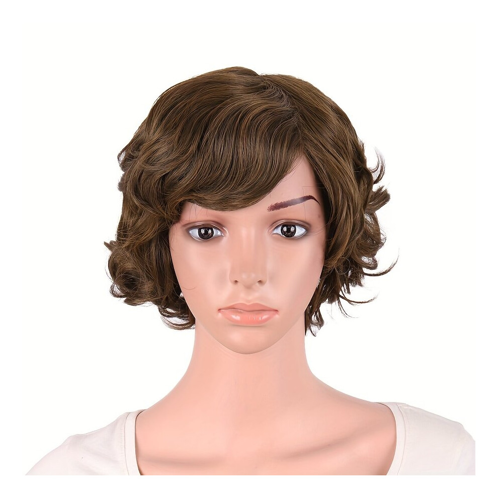 29 97 Cm Special Elderly Short Curly Wigs Heat Resistant Synthetic Fiber Hair Short Layered Wig For Women Cosplay Wig
