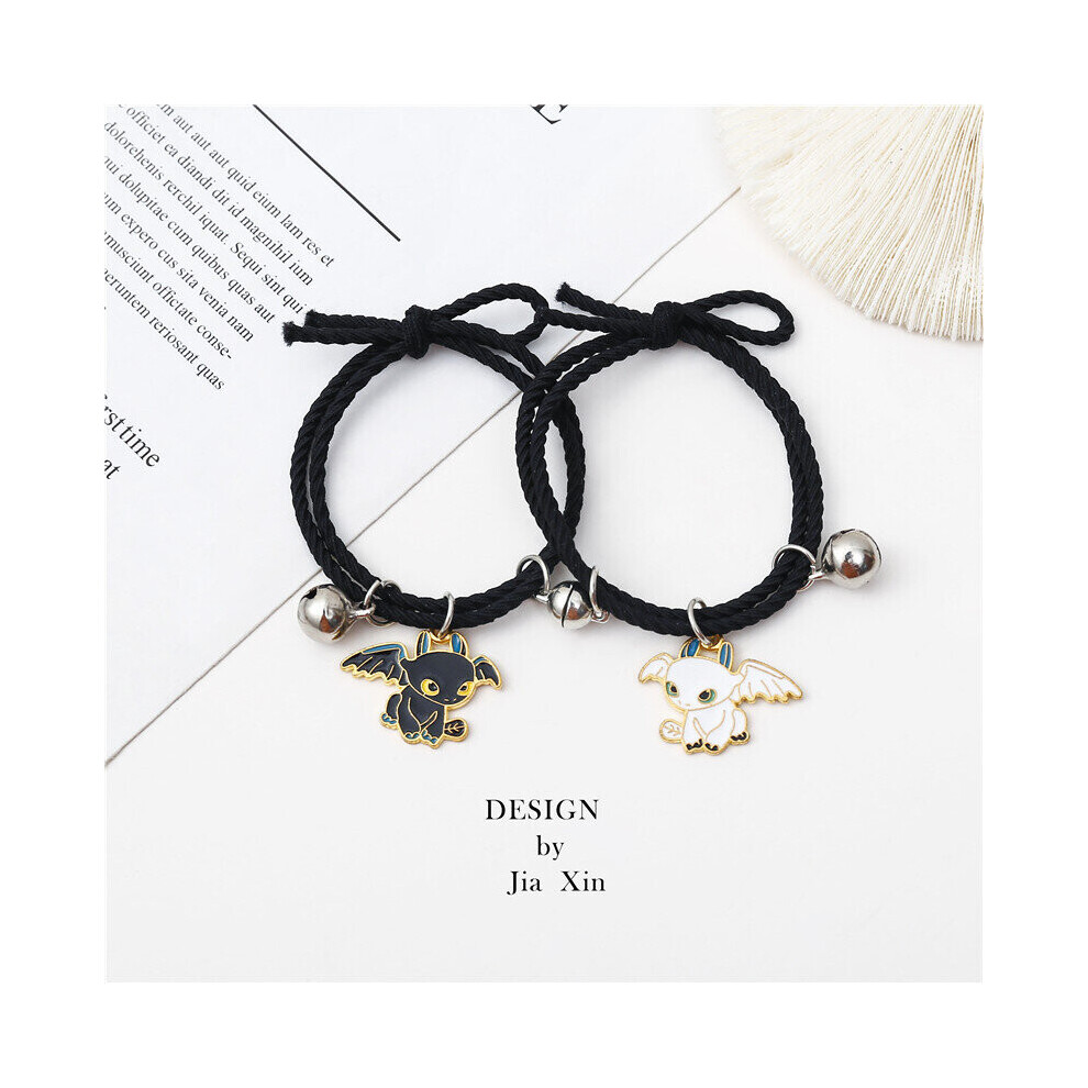 2Pcs Magnet Attracting Bracelets for Couple Cartoon Animal Dragon Bracelet Weave Rope Gift Jewelry