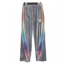 Pantalon à rayures latérales arc-en-ciel Hommes Femmes Papillon brodé AWGE Needles Track Pants Velvet Sports Trousers