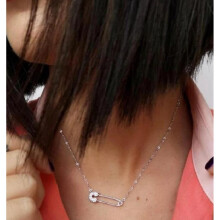 100% 925 Sterling zilveren veiligheidsspeld ketting voor vrouwen Micro Pave duidelijke CZ pin vormige bedels sieraden